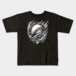 High-Speed Heater: Dynamic Baseball Swirl Tee Kids T-Shirt